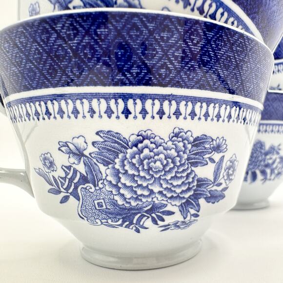 Copeland Spode Fitzhugh Blue Cups #Y2988 London Pattern (No Saucers) Set of 4 - Picture 4 of 13